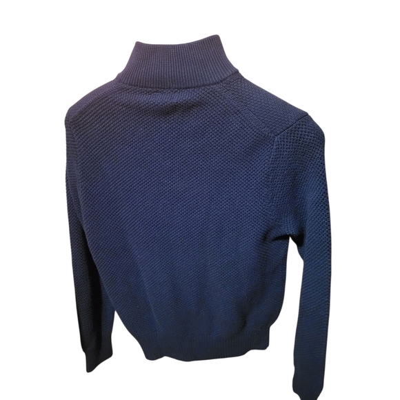 J.Crew Mens Navy Blue Cotton Half-Zip Sweater Rustic Moss Sz Med Runs small! - Picture 2 of 4